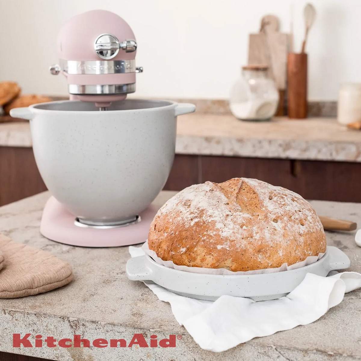 Ciotola in ceramica KitchenAid per pane con coperchio 4,7L 5KSM2CB5BGS - immagine 7