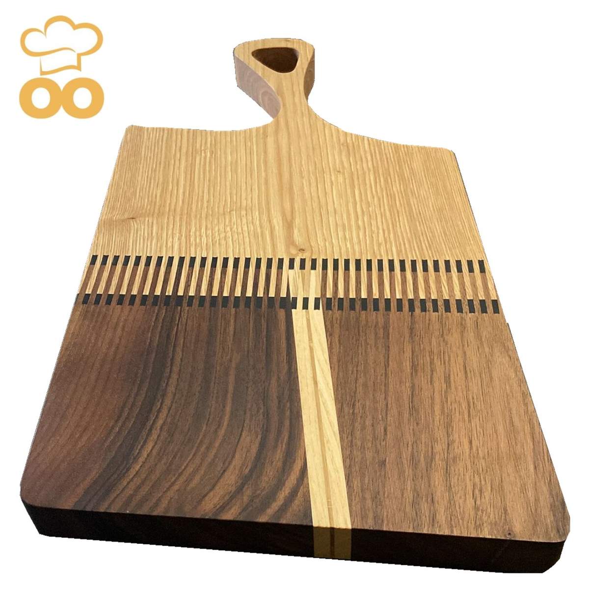 Tagliere artigianale in legno di noce e frassino con inserti in resina TA013 - immagine 2