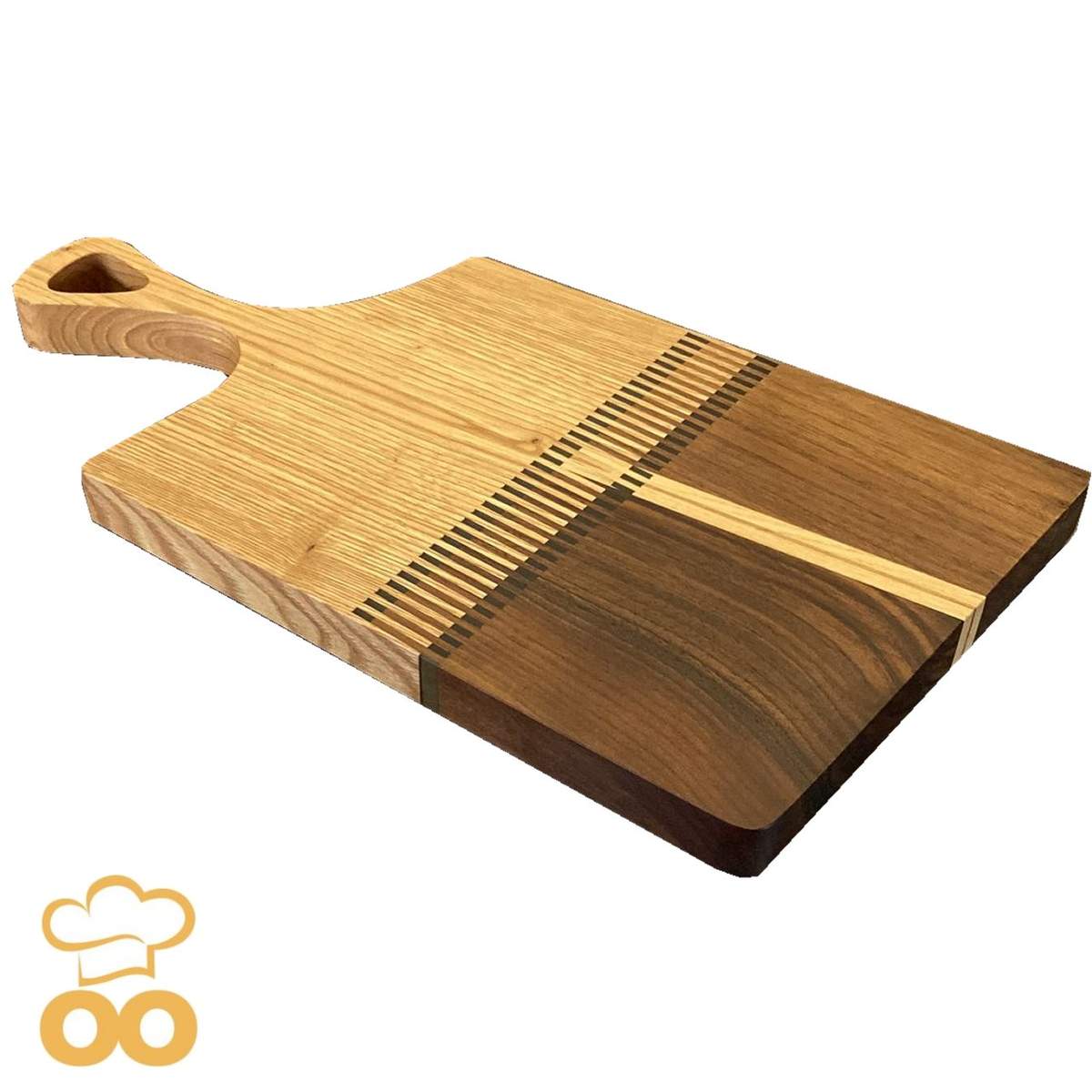 Tagliere artigianale in legno di noce e frassino con inserti in resina TA013 - immagine 3