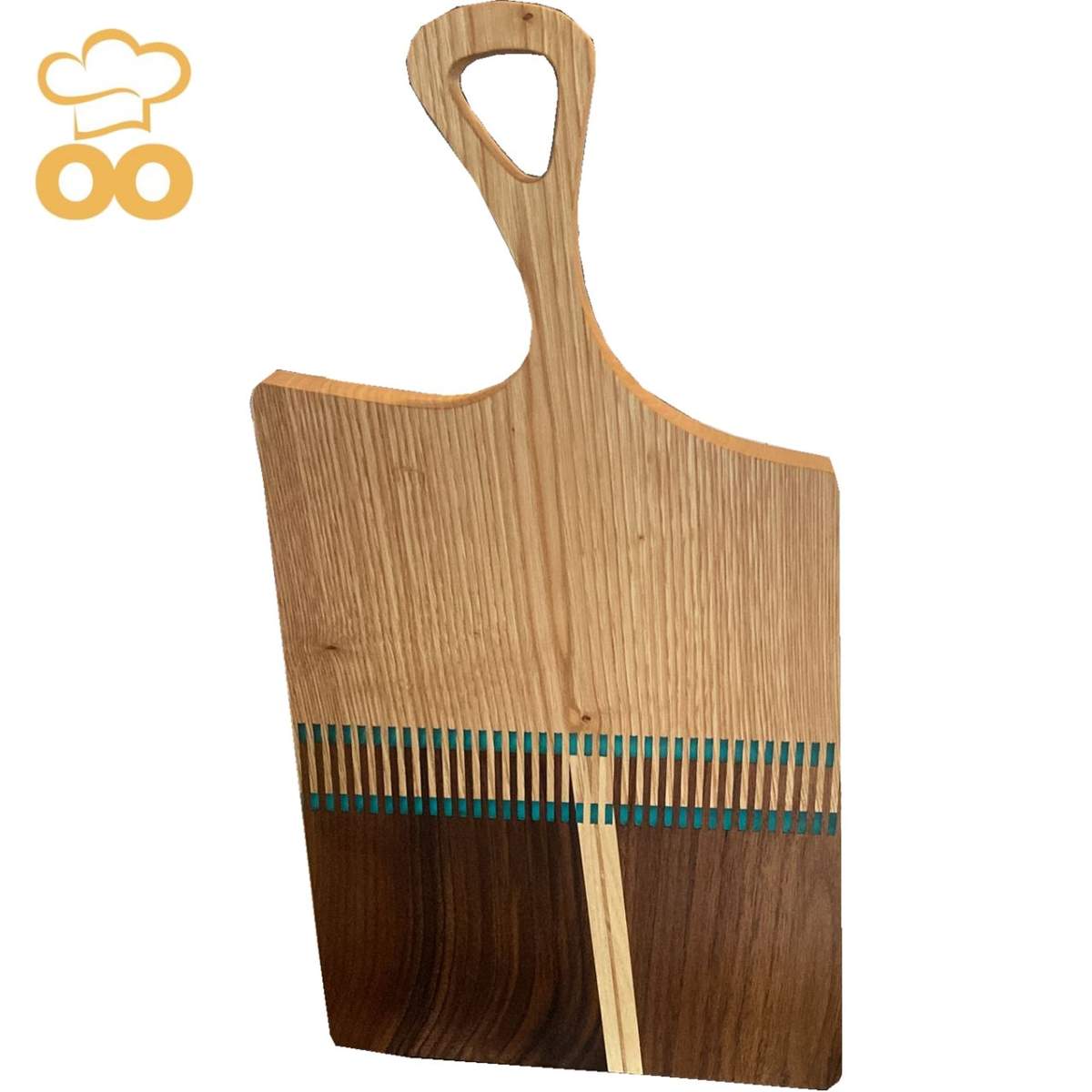 Tagliere artigianale in legno di noce e frassino con inserti in resina TA013 - immagine 4