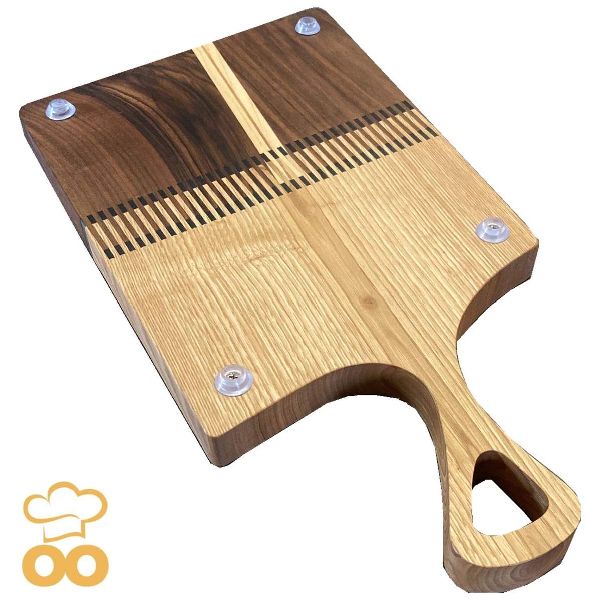 Tagliere artigianale in legno di noce e frassino con inserti in resina TA013 - immagine 5