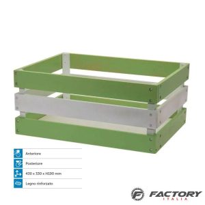 Cesto bici in legno BRN Versilia verde bianco