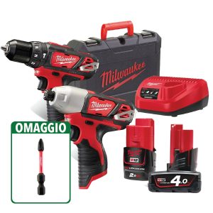 Milwaukee M12BPP2B-421C KIT TRAPANO PERCUSSIONE AVVITATORE IMPULSI 12V