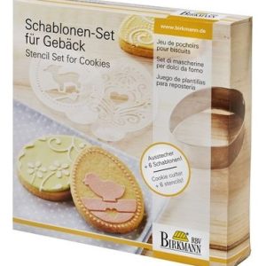 Taglia Biscotto in acciaio inox – Uovo di Pasqua con mascherine decori stencil