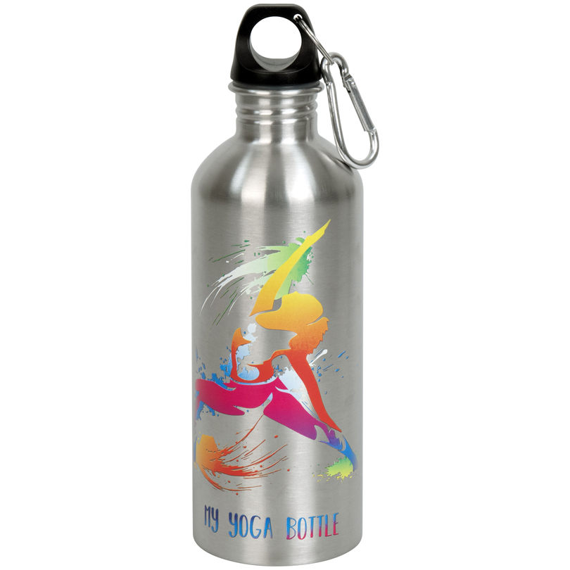 Bottiglia in acciaio inox “Cool Bottle – Active Sports Yoga” con moschettone – 6 - immagine 2