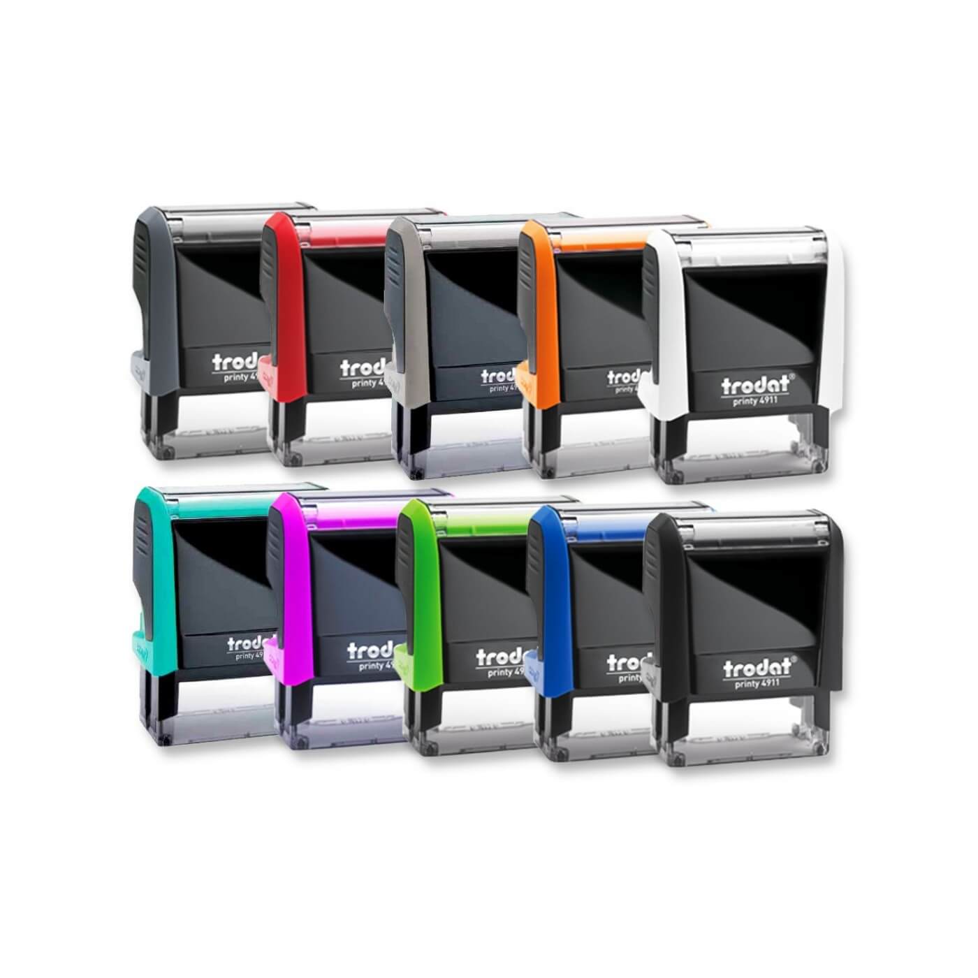 TRODAT PRINTY 4911 assortiti 50 pezzi Timbro di testo rettangolare/quadrato nero, grigio, blu, rosso, bianco